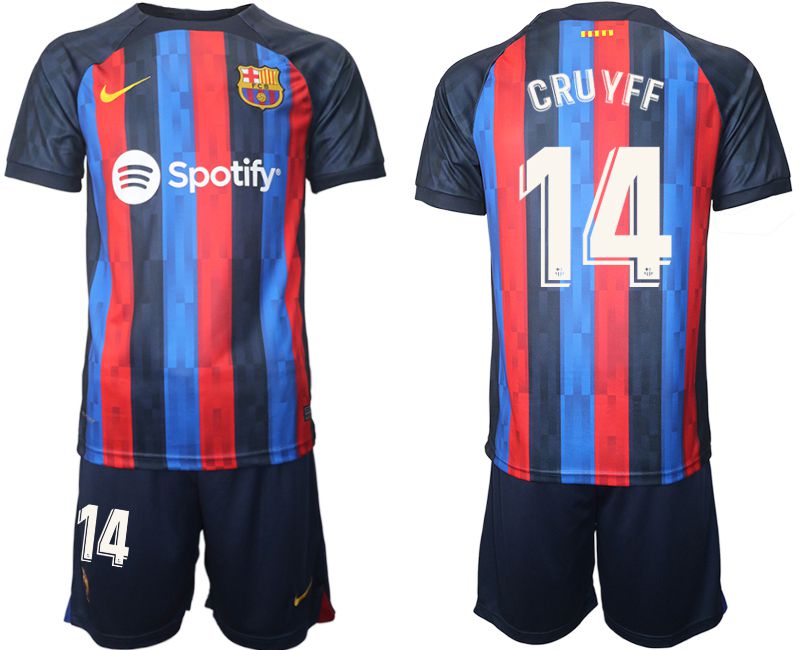 Men 2022-2023 Club Barcelona home blue #14 Soccer Jersey->barcelona jersey->Soccer Club Jersey